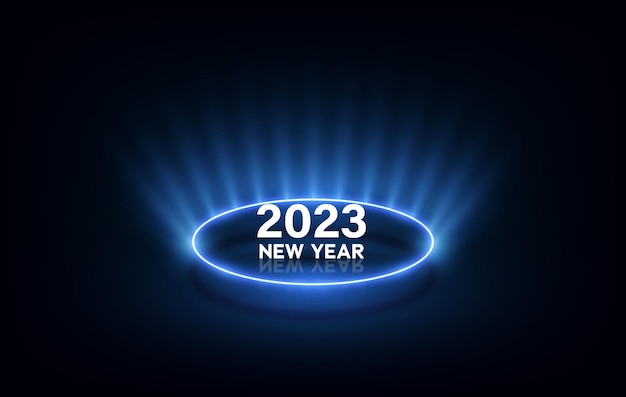 Plantilla de tecnología futurista moderna para 2023 Año nuevo 2023 en estilo HUDGUI UX Fondo futurista para su diseño