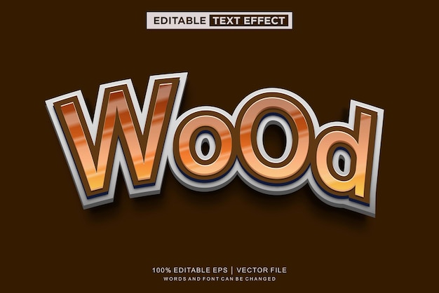Vector plantilla de texto editable con efecto de madera
