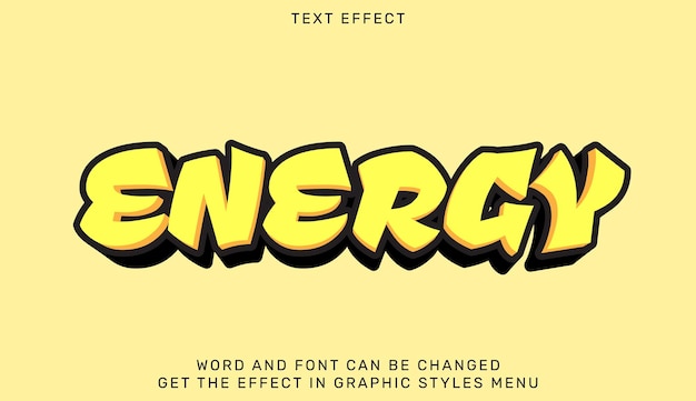 Vector plantilla de texto de efecto energético en estilo 3d