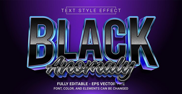 Vector plantilla de texto gráfico editable con efecto de estilo de texto de anomalía negra