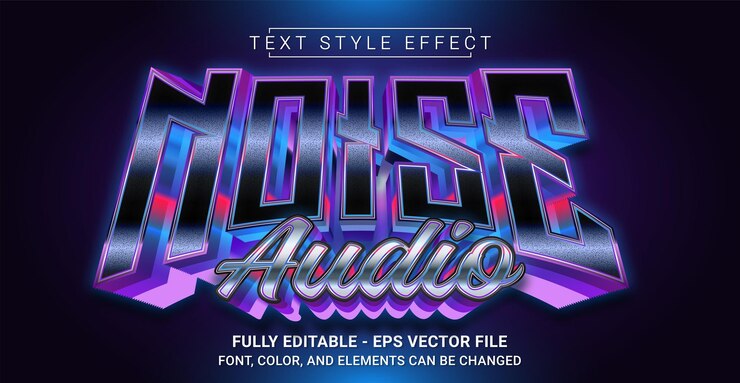 Vector plantilla de texto gráfico editable con efecto de estilo de texto de audio de ruido