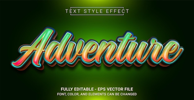 Vector plantilla de texto gráfico editable con efecto de estilo de texto de aventura