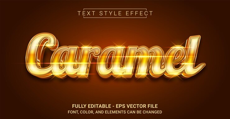 Vector plantilla de texto gráfico editable con efecto de estilo de texto caramelo