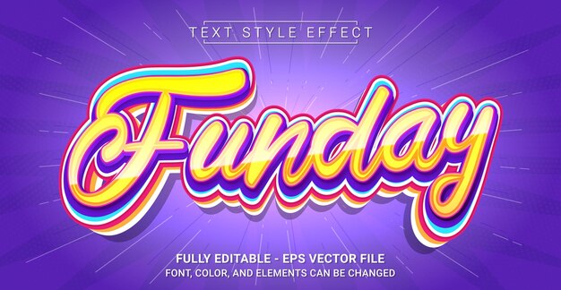 Vector plantilla de texto gráfico editable con efecto de estilo de texto de funday