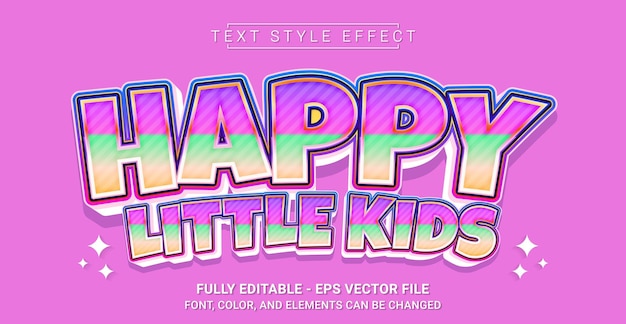 Plantilla de texto gráfico editable con efecto de estilo de texto para niños pequeños felices