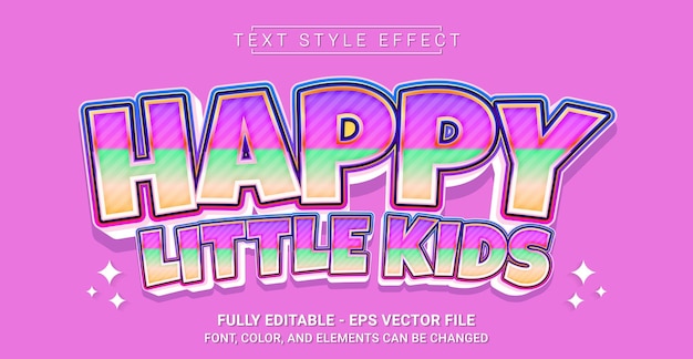 Plantilla de texto gráfico editable con efecto de estilo de texto para niños pequeños felices