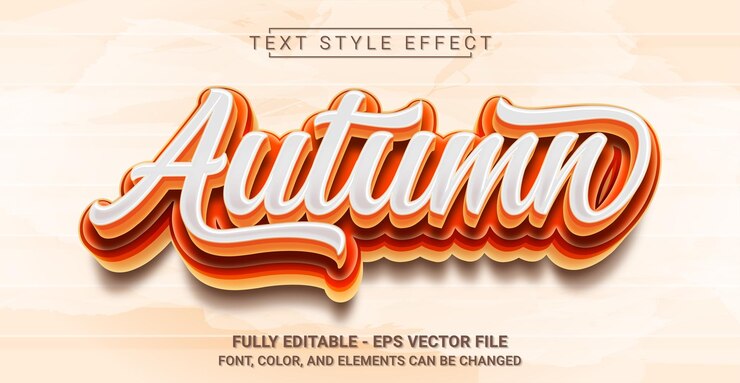 Vector plantilla de texto gráfico editable con efecto de estilo de texto otoñal
