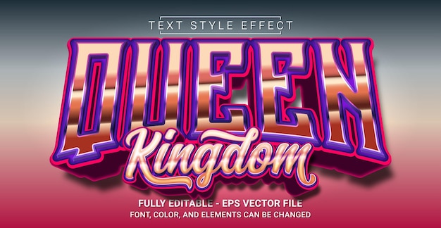Plantilla de texto gráfico editable con efecto de estilo de texto Queen Kingdom