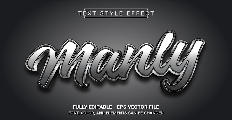 Vector plantilla de texto gráfico editable con efecto de estilo de texto varonil