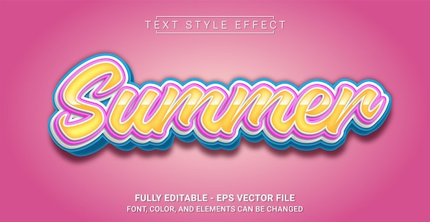 Plantilla de texto gráfico editable con efecto de estilo de texto de verano
