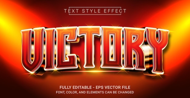 Vector plantilla de texto gráfico editable con efecto de estilo de texto de victoria