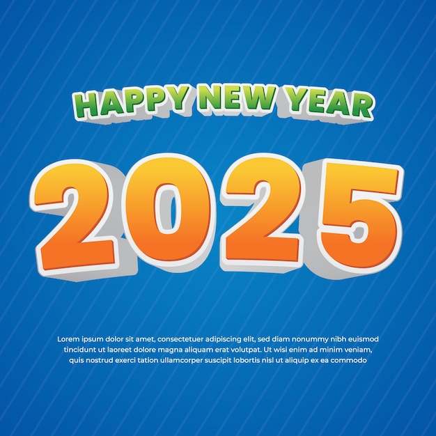 plantilla de texto de nuevo año 2025 fondo de estandarte cuadrado con estilo único