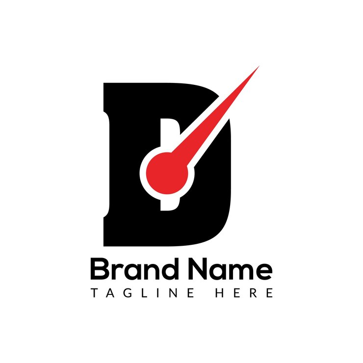 Vector plantilla de tiempo en la letra d rápido y el diseño del logotipo del tiempo concepto de reloj