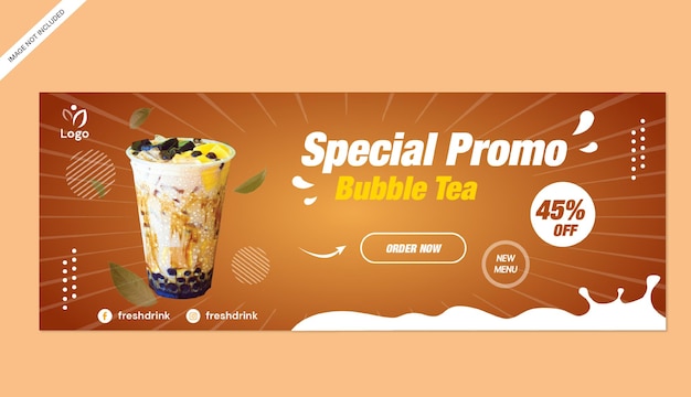 plantilla de tienda de promoción de banner de té de burbujas