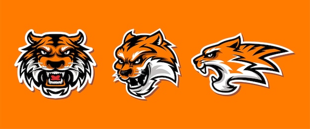 Vector plantilla tiger head para el logotipo de deportes y juegos