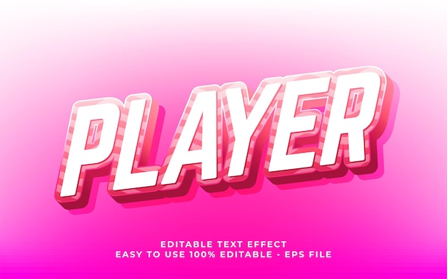 Plantilla de tipografía 3d con efecto de texto del reproductor, portada de vídeo editable y estilo de texto de banner