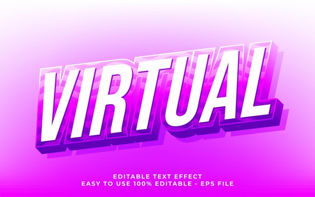 Plantilla de tipografía 3d con efecto de texto virtual, portada de vídeo editable y estilo de texto de banner