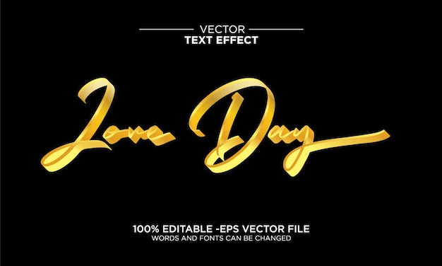 Vector plantilla de tipografía de efecto de texto del día del amor 3d editable por vectores