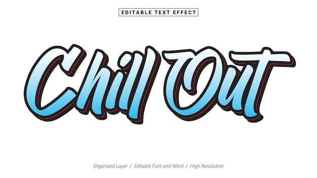 Plantilla de tipografía de fuente Chill Out editable Estilo de efecto de texto Letras Ilustración vectorial