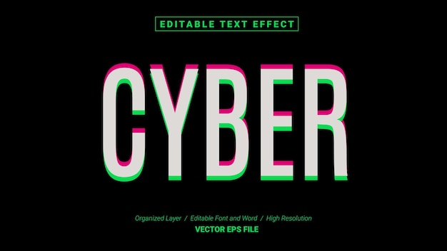 Plantilla de tipografía de fuente cibernética editable Estilo de efecto de texto Letras Logotipo de ilustración vectorial