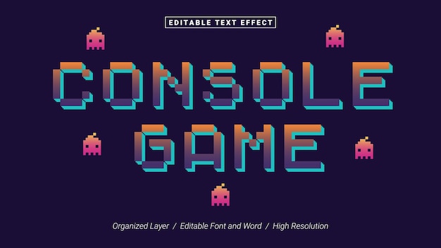 Plantilla de tipografía de fuente de juego de consola editable Estilo de efecto de texto Letras Ilustración vectorial