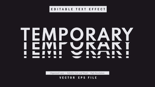 Plantilla de tipografía de fuente temporal editable estilo de efecto de texto logotipo de ilustración vectorial de letras