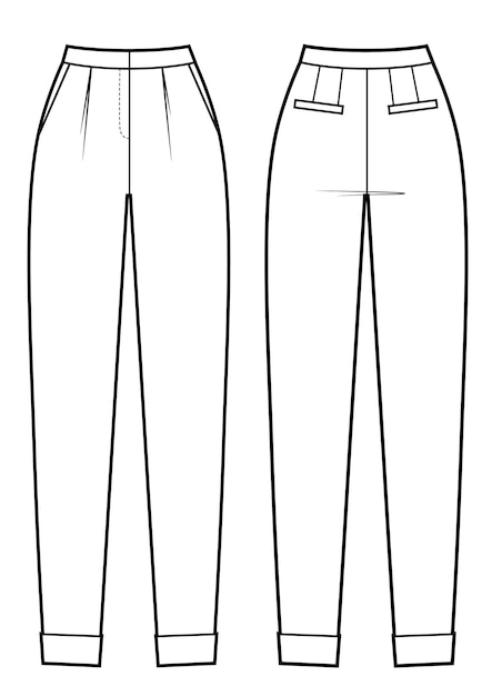 Vector plantilla traje pantalón pantalones vector ilustración diseño plano contorno ropa