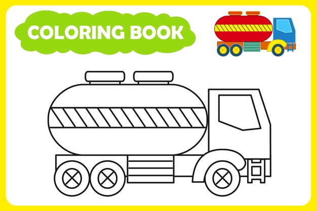 plantilla para el transporte de ilustración de vector de libro de colorear para niños