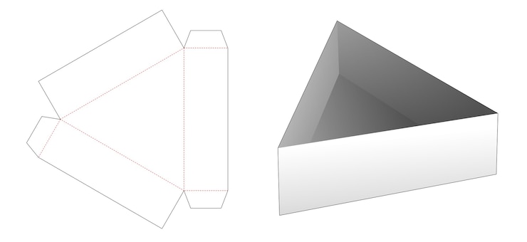 Vector plantilla troquelada de bandeja de forma triangular