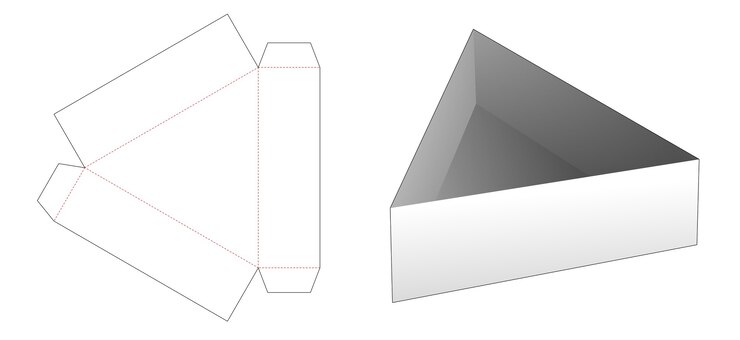 Vector plantilla troquelada de bandeja de forma triangular