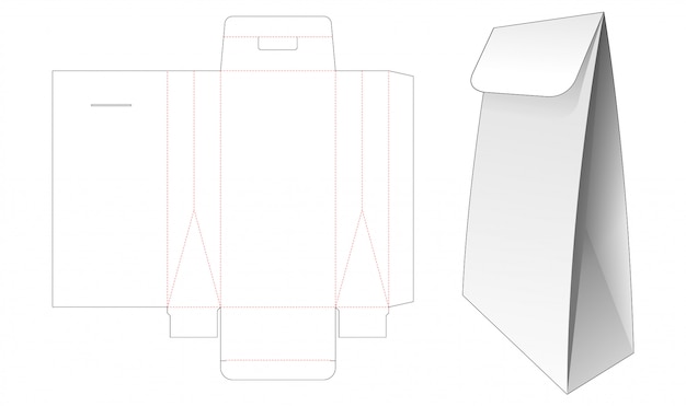 Plantilla troquelada de bolsa de cartón