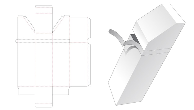 Plantilla troquelada de caja biselada alta con cremallera