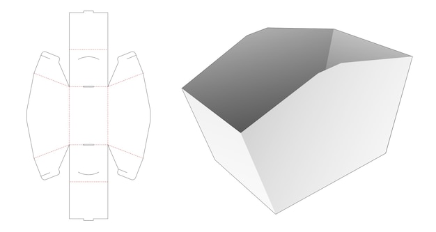 Plantilla troquelada de caja de contenedor de refrigerio plegable