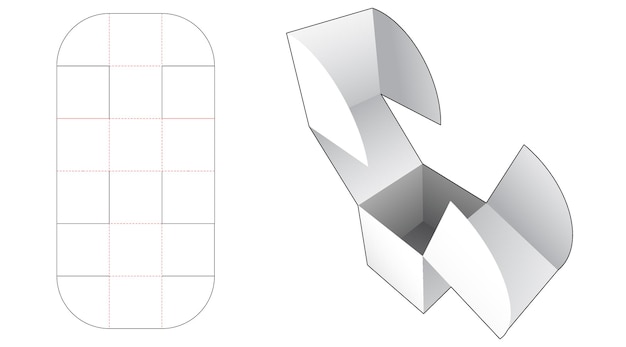 Plantilla troquelada de caja cuadrada doblada de 1 pieza