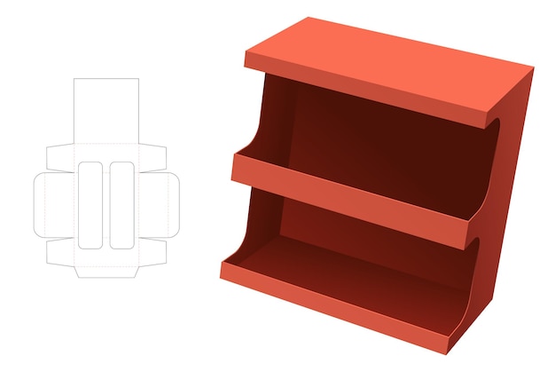 Plantilla troquelada de caja de embalaje y maqueta 3d