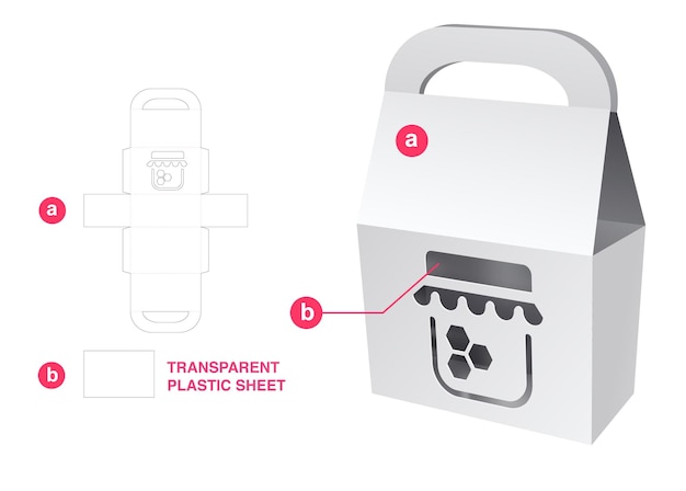 Vector plantilla troquelada de caja de embalaje y maqueta 3d