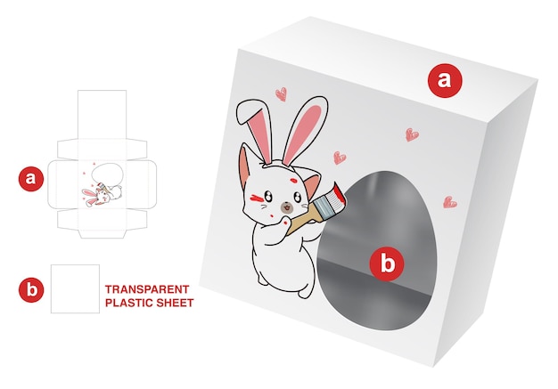 Plantilla troquelada de caja de embalaje y maqueta 3D