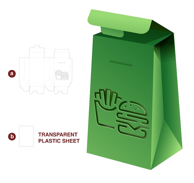 Plantilla troquelada de caja de embalaje y maqueta 3d