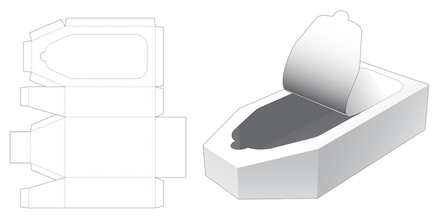 Plantilla troquelada de caja en forma de barco con cremallera