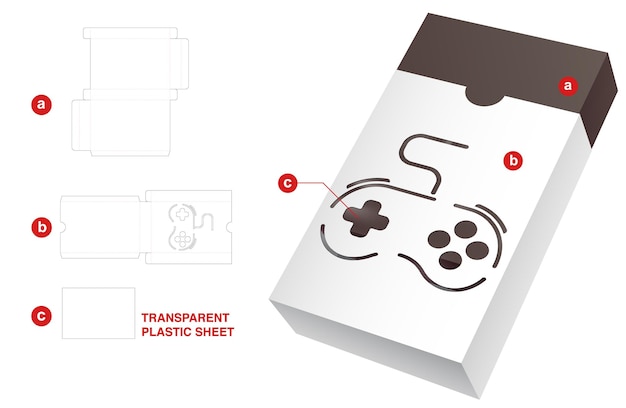 Plantilla troquelada de caja y maqueta 3d