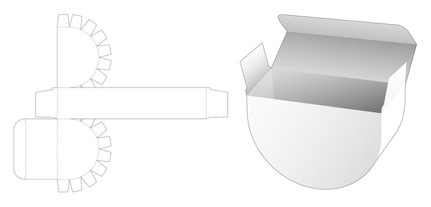 Plantilla troquelada de caja de medio círculo