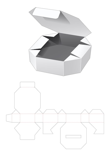 Vector plantilla troquelada caja octogonal de estaño