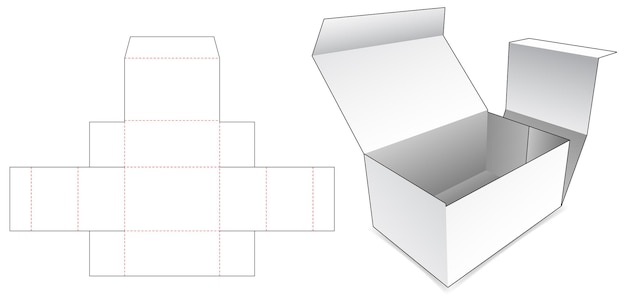 Plantilla troquelada de caja plegada