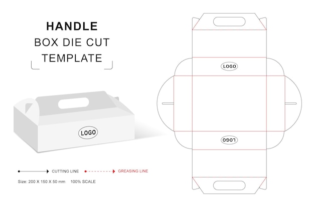 Vector plantilla troquelada de caja portadora