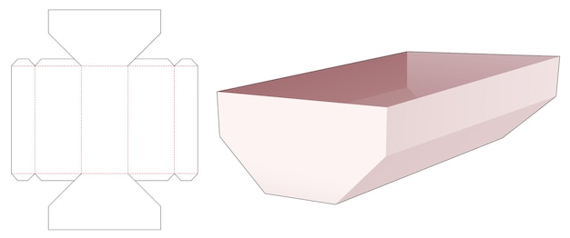 Plantilla troquelada de contenedor hexagonal largo desigual