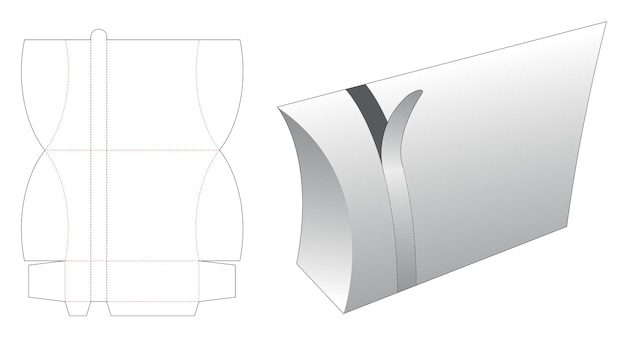 Plantilla troquelada de embalaje de almohada con cremallera