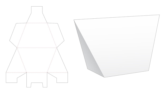 Plantilla troquelada de embalaje en forma triangular trapezoidal