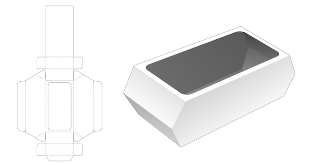 Plantilla troquelada de recipiente de comida hexagonal