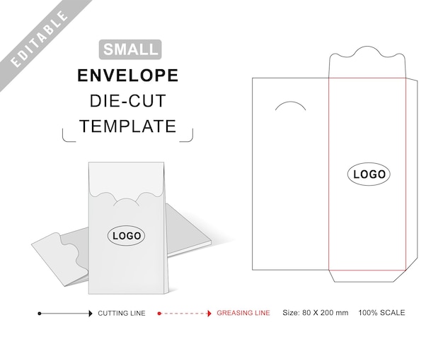 Vector plantilla troquelada de sobre pequeño