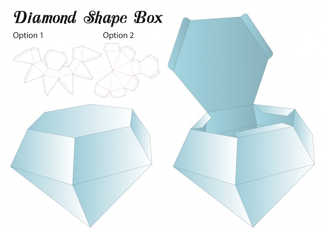 Plantilla de troquelado de caja de forma de diamante